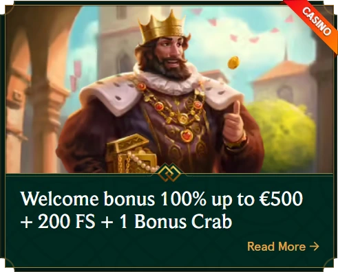 Promotion image for welcome bonus up to €500 + 200 free spins